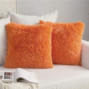 Pack of 2 Luxury Faux Fur Fall Throw Pillow Cover Deluxe Decorative Plush Pillow